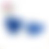 Clou oreille coeur bleu acrylique et tige argent 925