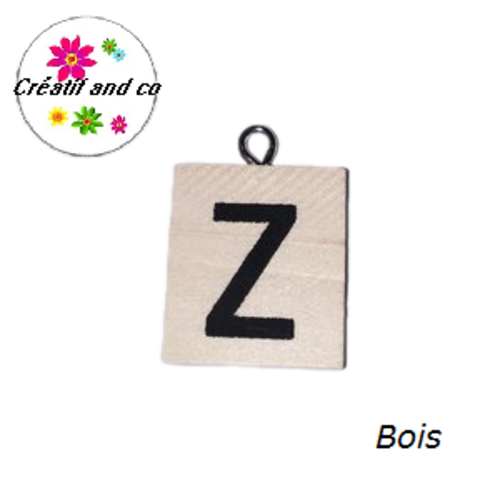 Breloque bois brut lettre alphabet z