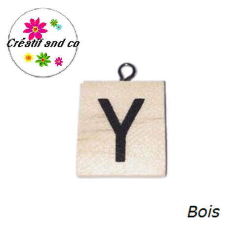 Breloque bois brut lettre alphabet y