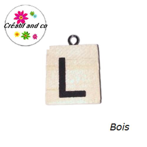 Breloque bois brut lettre alphabet l