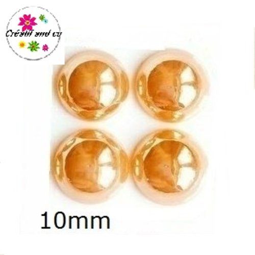 X2 cabochons dômes céramique doré 10mm