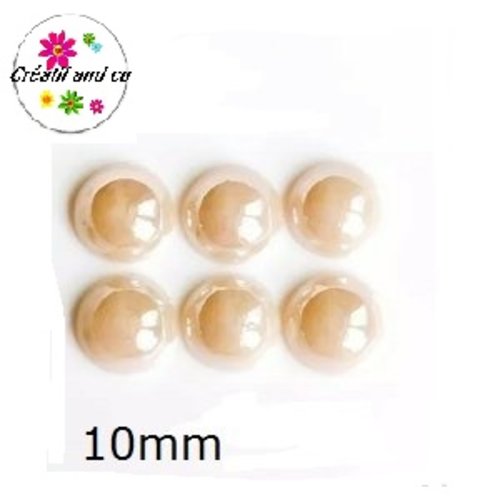 X2 cabochons dômes céramique rose poudré 10mm