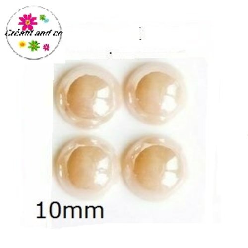 X2 cabochons dômes céramique rose poudré foncé 10mm