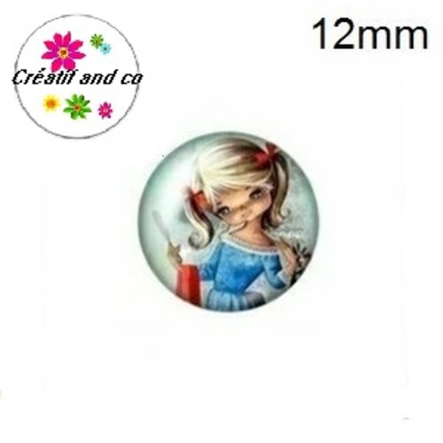 X2 cabochons petite fille 12mm
