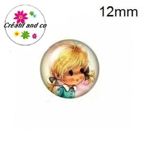X2 cabochons petite fille 12mm