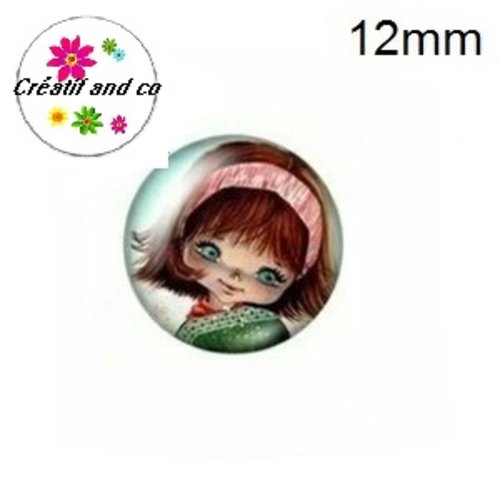 X2 cabochons petite fille 12mm