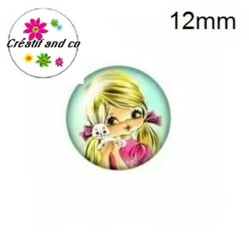 X2 cabochons petite fille 12mm