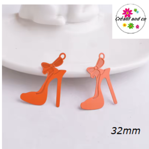 Breloque estampe talon aiguille orange 32mm