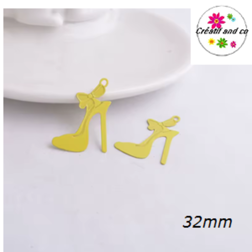 Breloque estampe talon aiguille jaune 32mm