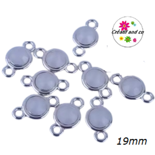 Connecteur acrylique et strass blanc 19mm