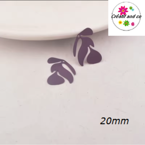 Breloque estampe branche d'arbre violet 20mm