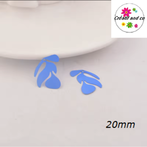 Breloque estampe branche d'arbre bleu foncé 20mm
