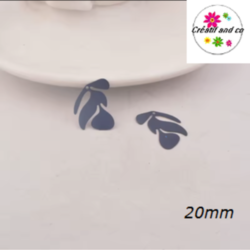 Breloque estampe branche d'arbre gris foncé 20mm