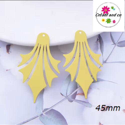 Breloque estampe fleur jaune 45mm