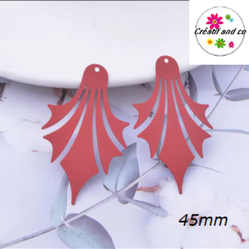 Breloque estampe fleur rouge 45mm