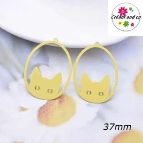 Breloque estampe chat jaune 37mm
