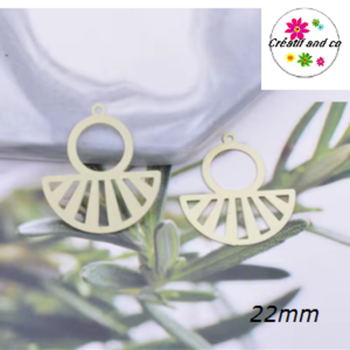 Breloque estampe éventail crème 22mm