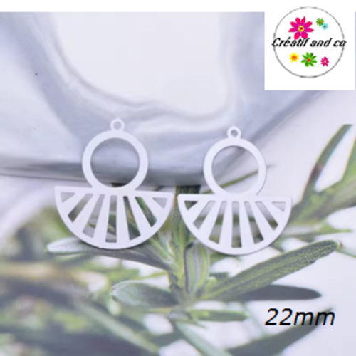Breloque estampe éventail blanc 22mm