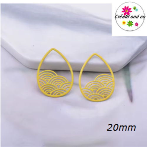 Breloque estampe goutte d'eau jaune 20mm