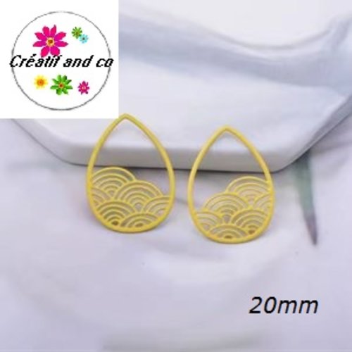 Breloque estampe goutte d'eau jaune 20mm