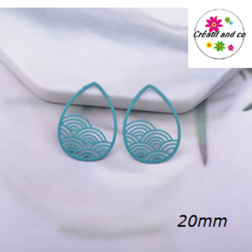 Breloque estampe goutte d'eau vert foncé 20mm