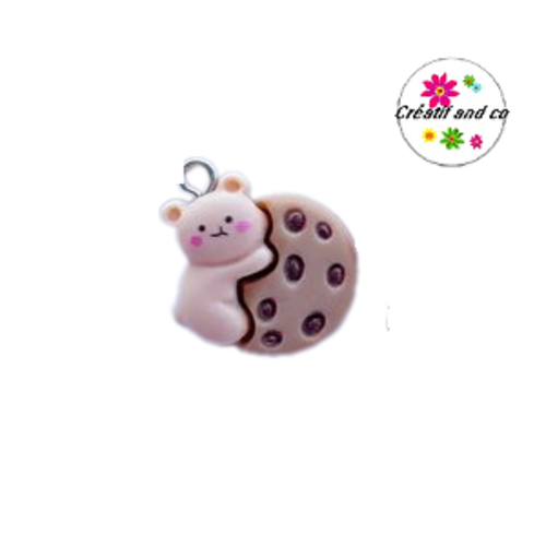 Breloque ourson et son biscuit kawaï 22mm