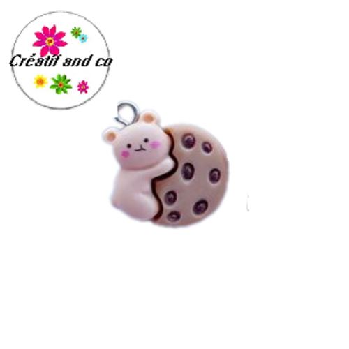 Breloque ourson et son biscuit kawaï 22mm