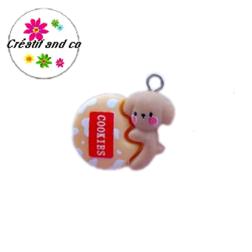 Breloque ourson et son cookie kawaï 23mm