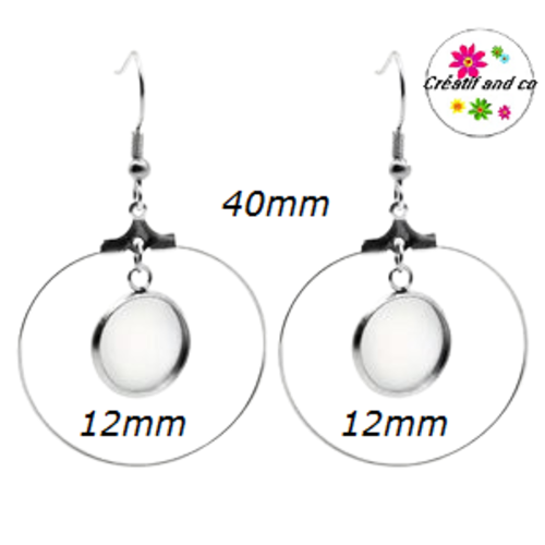 Créole acier inoxydable 40mm et son support cabochon 12mm