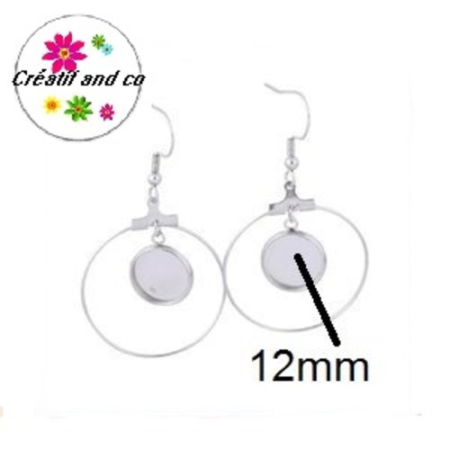 Créole acier inoxydable 40mm et son support cabochon 12mm