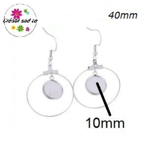 Créole acier inoxydable 40mm et son support cabochon 10mm