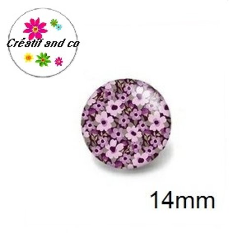 X2 cabochons fleuris 14mm