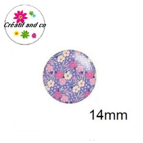 X2 cabochons fleuris 14mm