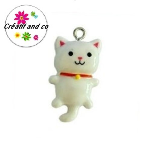Breloque chat blanc kawaii 30mm
