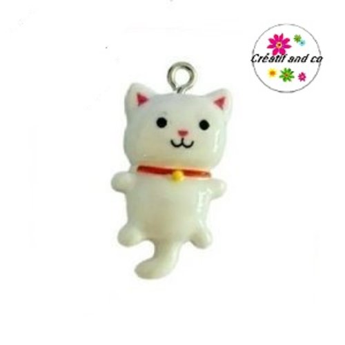 Breloque chat blanc kawaii 30mm