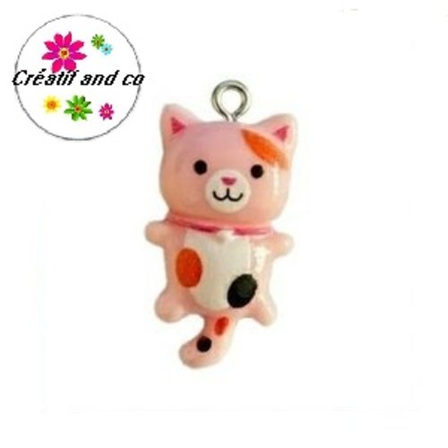 Breloque chat rose kawaii 30mm