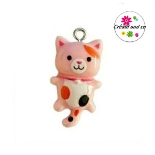 Breloque chat rose kawaii 30mm