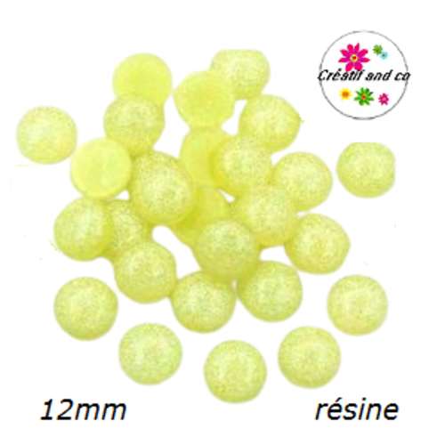 X2 cabochons paillette résine 12mm