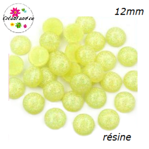 X2 cabochons paillette résine 12mm