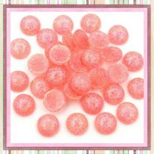 X2 cabochons paillette résine 12mm