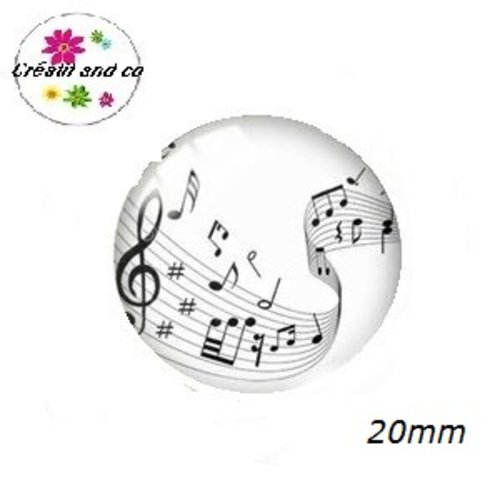 Cabochon note de musique 20mm