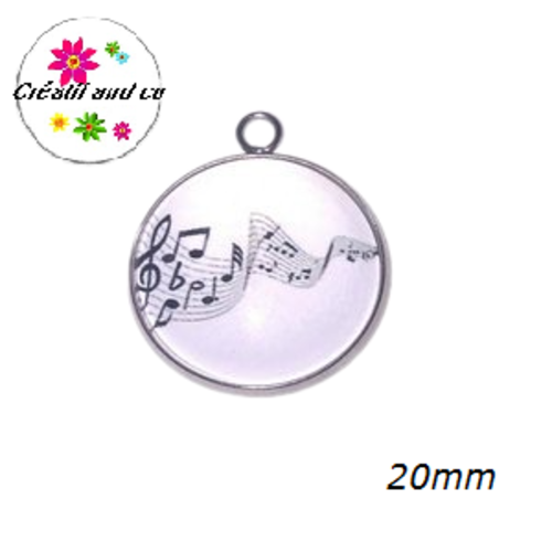 Pendentif cabochon note de musique 20mm