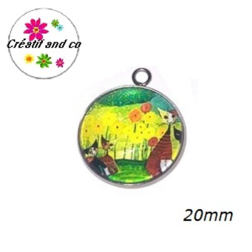 Pendentif cabochon trio de chat 20mm
