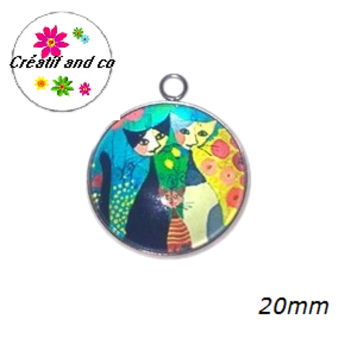 Pendentif cabochon trio de chat 20mm