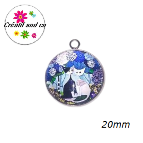 Pendentif cabochon duo de chat 20mm