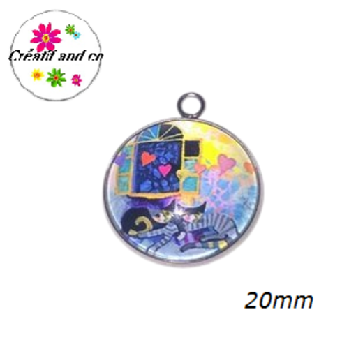 Pendentif cabochon duo de chat 20mm