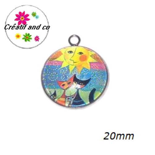 Pendentif cabochon trio de chat 20mm