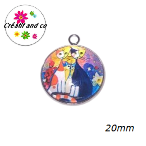 Pendentif cabochon trio de chat 20mm