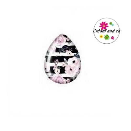 Cabochon goutte fleur 18x25mm
