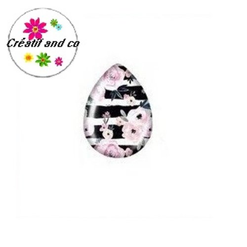 Cabochon goutte fleur 18x25mm